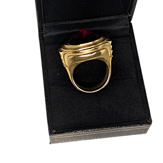 18K Yellow Gold Keiselstein Garnet Ring